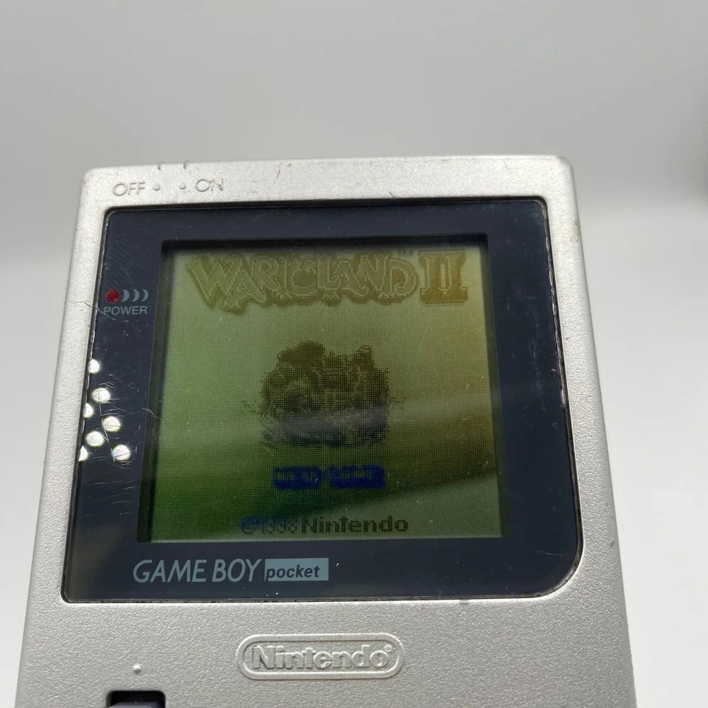 Nintendo Game Boy Pocket Silver MGB-001 Handheld Console with Wario Land II Game